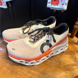 On Cloud Monster Running Sneakers - White Orange and Black